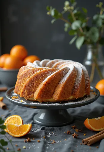 Pomarančovo-škoricová bábovka na tanieri