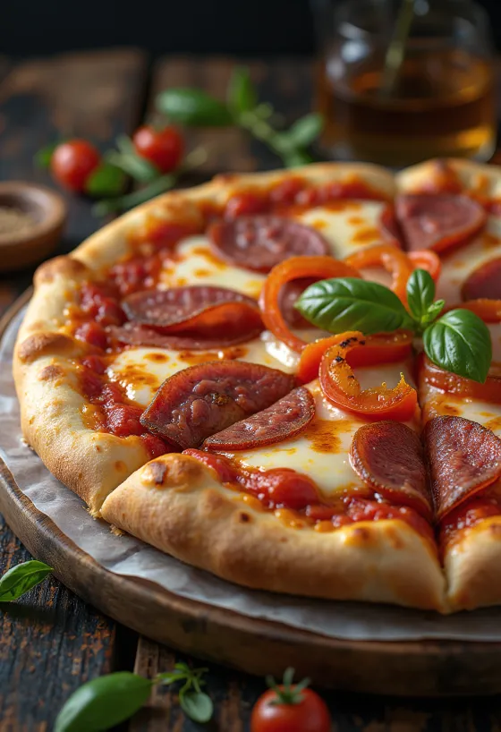 Pizza alla Campagnola so salámou a zeleninou