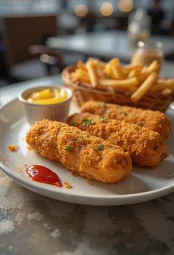 Do zlatista vyprážané párky, podávané v chrumkavom obale s čerstvou horčicou a kečupom.