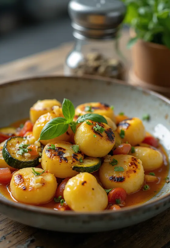 Grilované gnocchi na tanieri