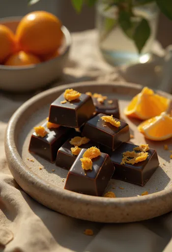 Pomarančová čokoláda servírovaná na tanieri