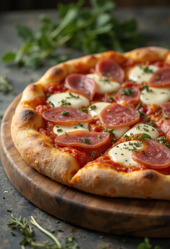 Pizza al Finocchiona s feniklovou salámou a čerstvým oreganom