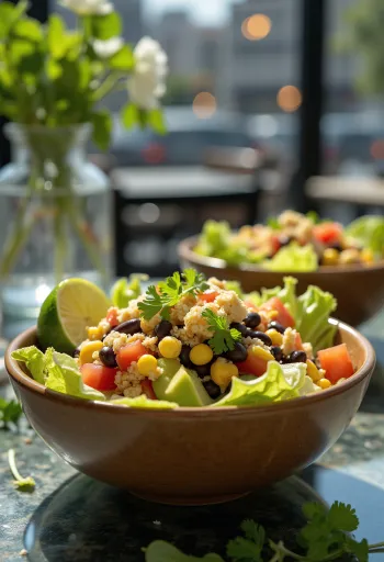 Vegánsky taco šalát s tortilla čipsami a zeleninou