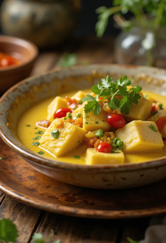 Crocodile curry podávané v miske s jazmínovou ryžou ako prílohou