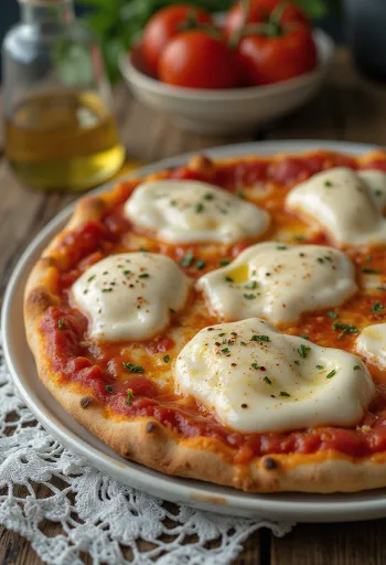 Pizza alla Mozzarella di Bufala s byvolou mozzarellou a bazalkou