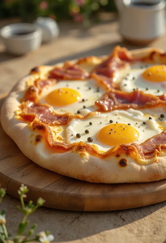 Pizza alla Pancetta e Uova so slaninou a vajcom