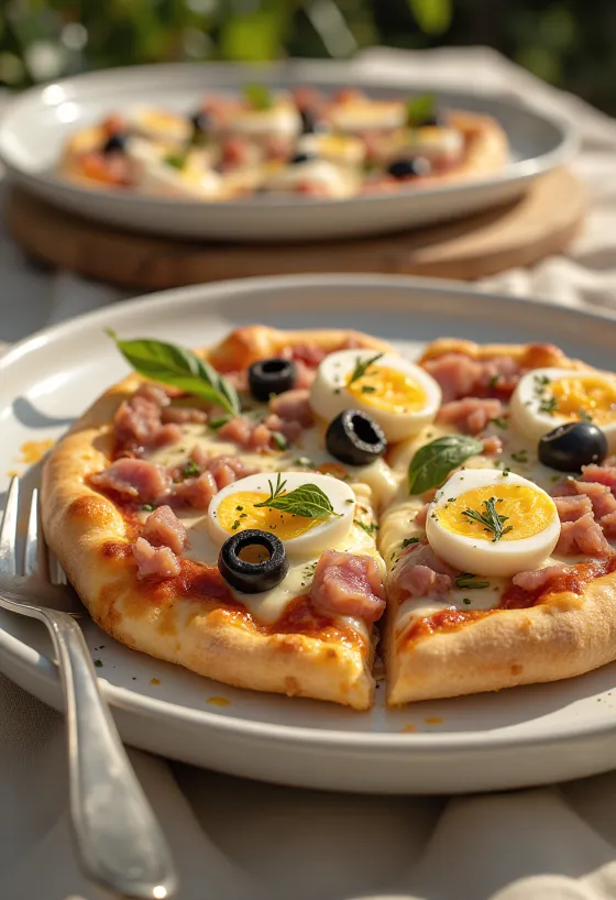 Servírovaná Pizza Tunisienne
