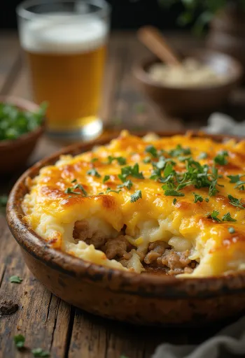 Zapečený pastiersky koláč so zlatohnedou syrovou kôrkou