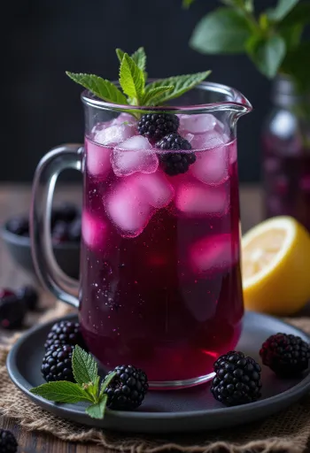 Ostružinová limonáda s ľadom a mätou