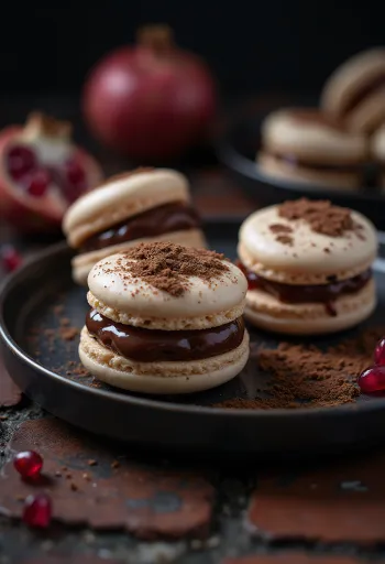 Granátovo-čokoládové makrónky