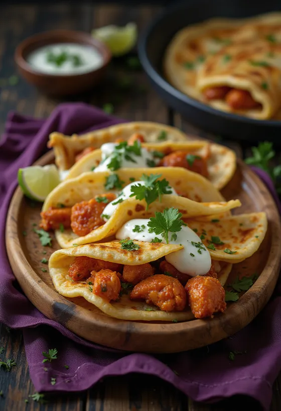 Palacinky s kuraťom Tandoori servírovanie