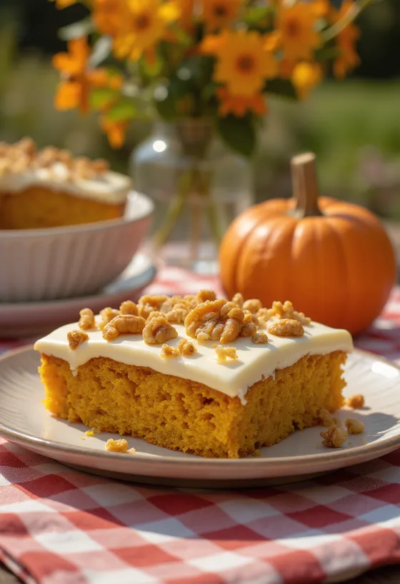 Jesenná tekvicová torta zdobená opraženými orechmi