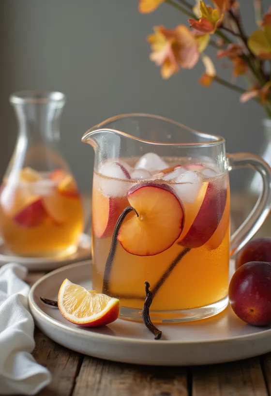 Slivkovo-vanilkový cider pripravený na podávanie