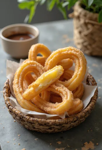 Churros s tvarohom na tanieri