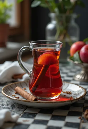 Korenistý slivkový čaj v šálke