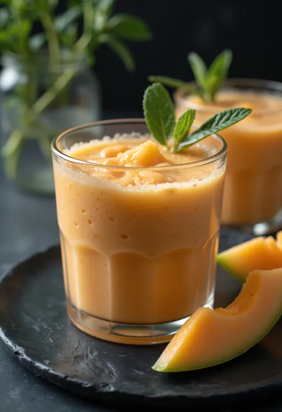 Melónové smoothie v sklenenom pohári