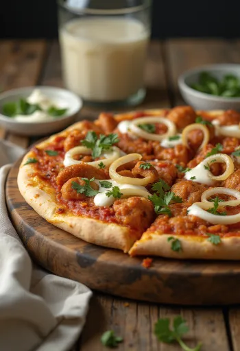 Tandoori chicken pizza s indickým korením a koriandrom