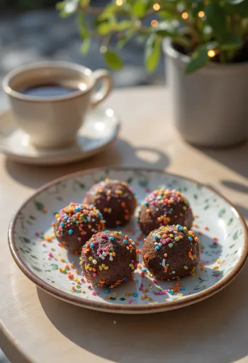 Brigadeiro guličky v cukrovej posýpke, podávané