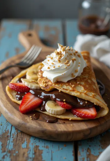 Palacinkové taco s čokoládou a ovocím