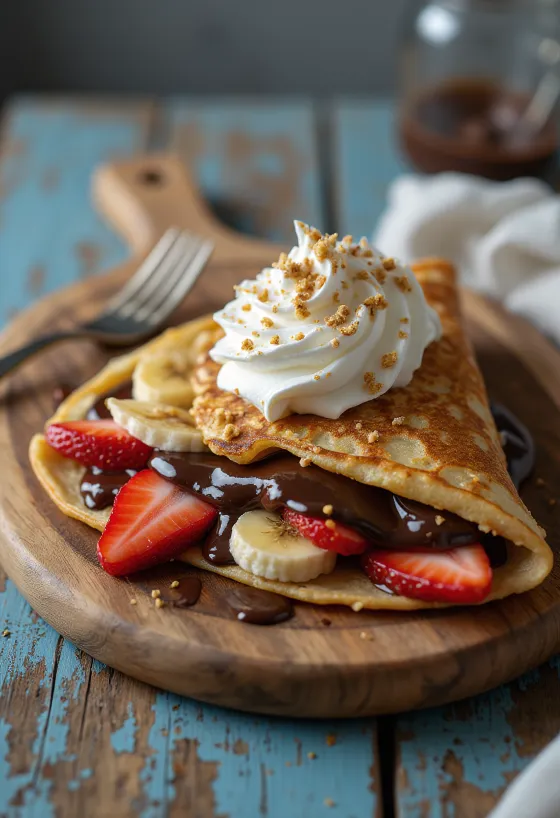 Palacinkové taco s čokoládou a ovocím