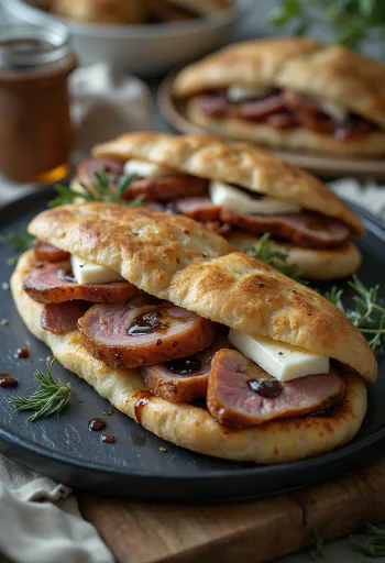 Piadina s pečenými kačacími prsiami a camembertom na tanieri