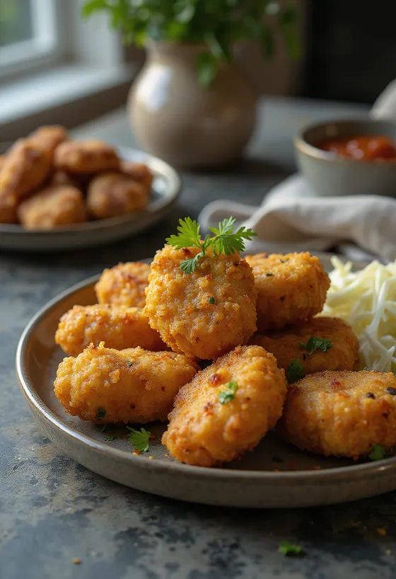 Hubové korokke s príchuťou perkeltu, čerstvo podávané