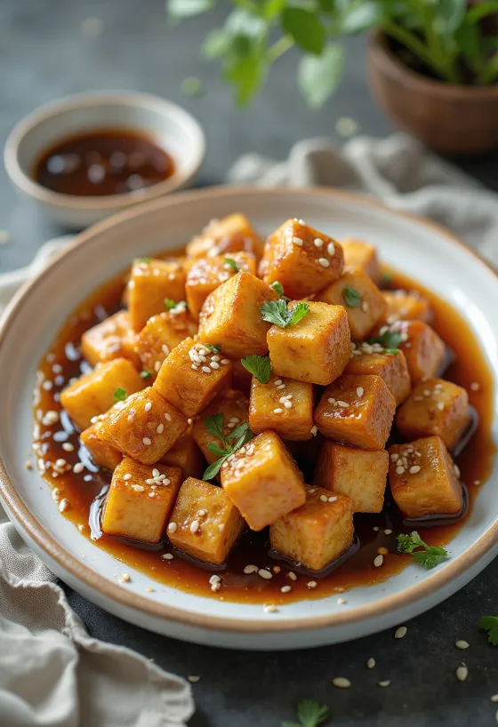 Pečené tofu s cesnakovou omáčkou