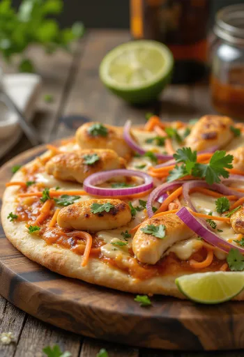 Thai chicken pizza s arašidovou omáčkou a koriandrom