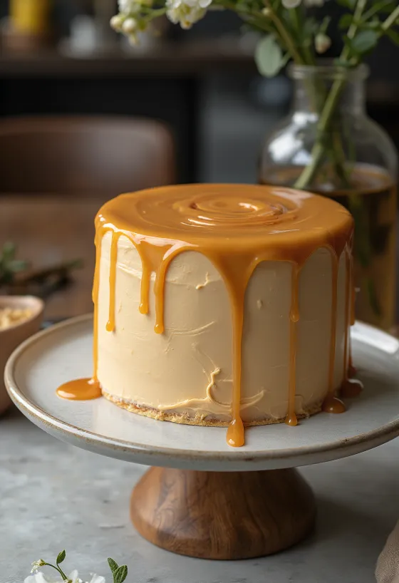 Karamelová torta servírovaná