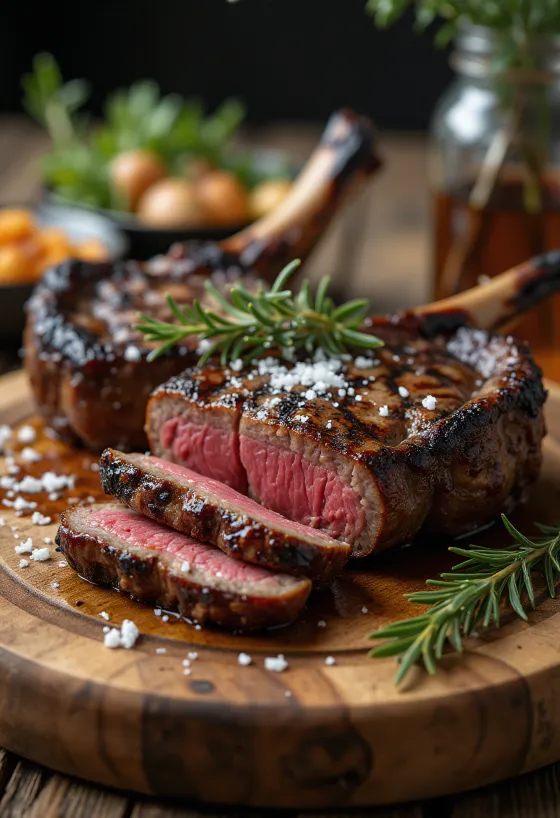 Grilovaný steak zo springboka podávaný s pečenou zeleninou.