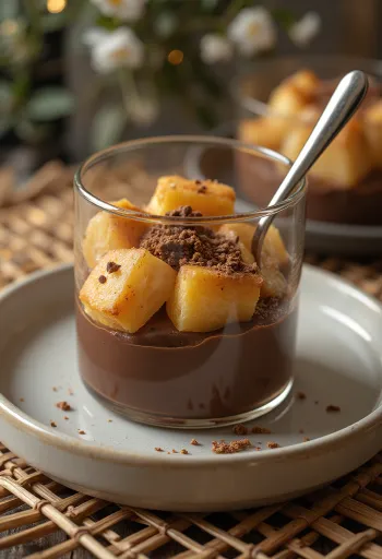 Panettone s čokoládovou penou, dozdobené čokoládou a škoricou