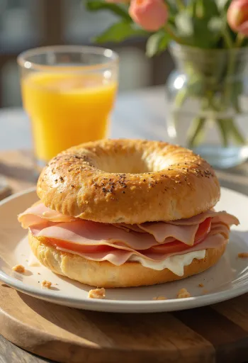Bagel s morčacou šunkou