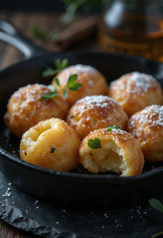 Bezlepkové Æbleskiver, zlatohnedé, s mäkkým vnútrom a chrumkavým povrchom