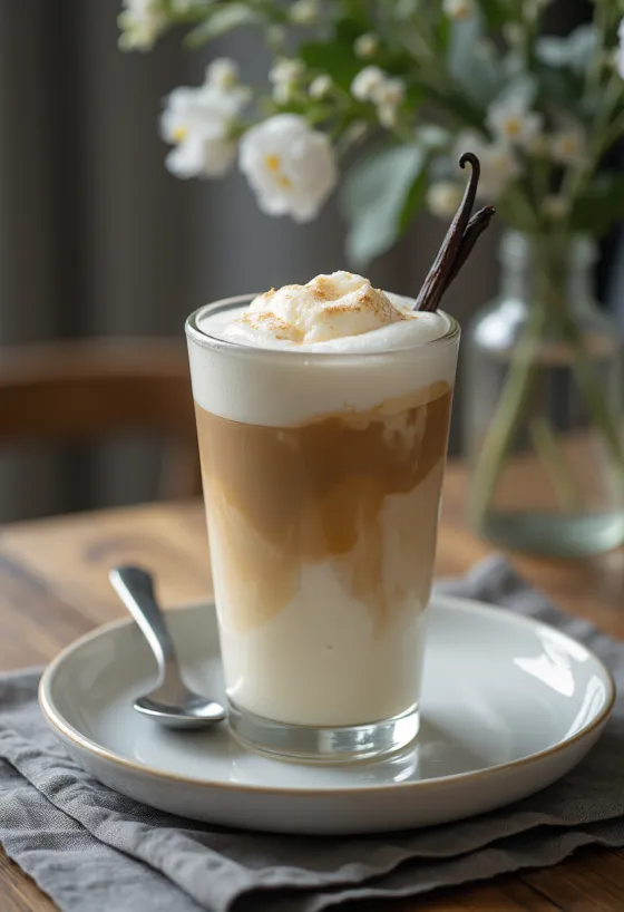 Vanilkové latte s mliečnou penou