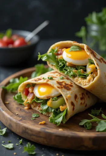 Wrap s grilovaným baklažánom, čerstvou zeleninou a humusom