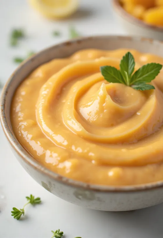 Mangovo-limetková omáčka Tahini servírovaná