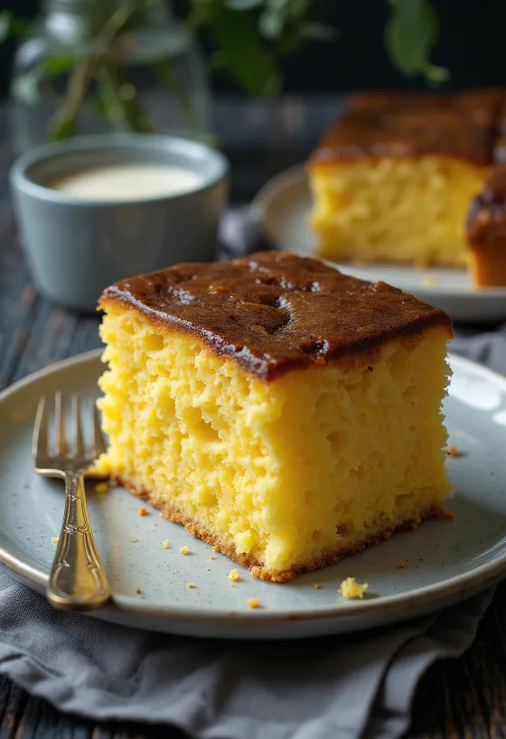 Kasutera mikan, mandarínkový koláč podávaný na tanieri