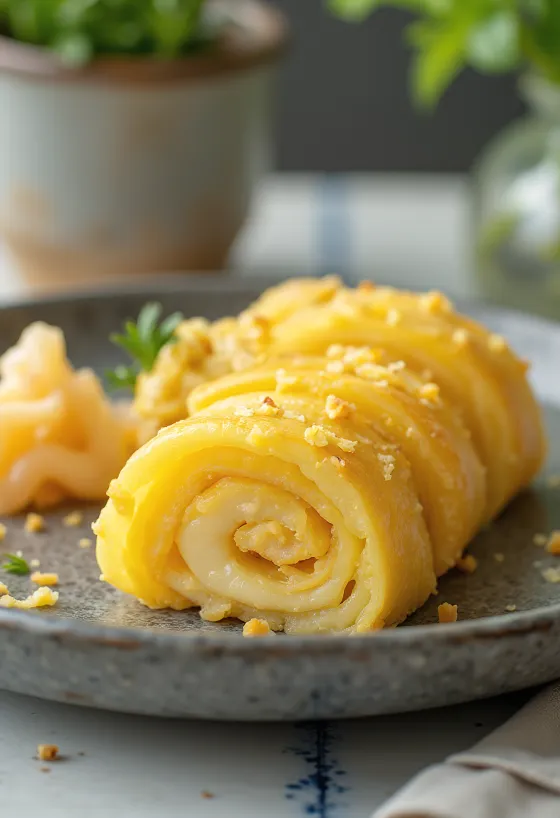 Tamagoyaki so zázvorom, omeleta s bohatou zázvorovou plnkou