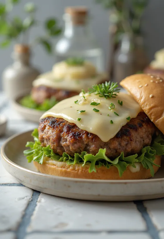 Teľací burger s estragónom a syrom