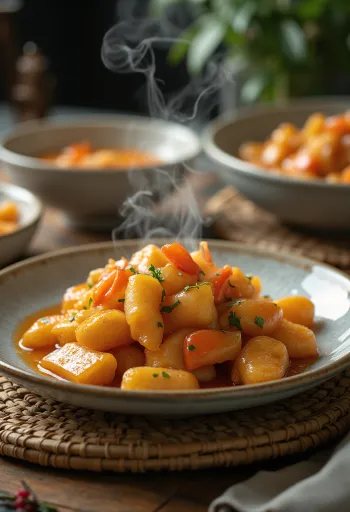 Zeleninový tangsuyuk s čerstvou zeleninou v bohatej sójovej omáčke