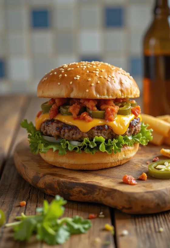 Ohnivý chipotle burger s jalapeňo