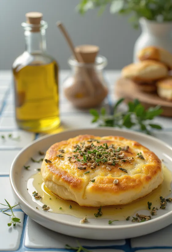 Crumpet s bylinkovým olejom, zlatohnedé mäkké koláčiky