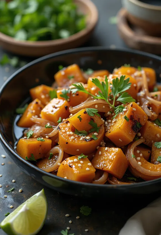 Tekvicový wok s tofu a limetkou
