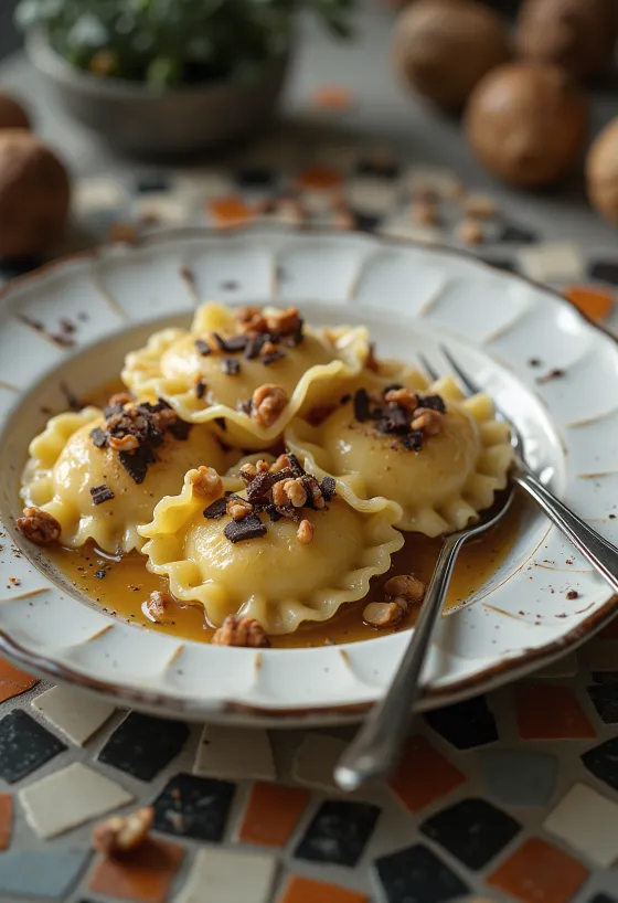 Ravioli s praženými lieskovcami