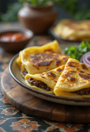 Tradičná salvádorská pupusa so syrom a fazuľou