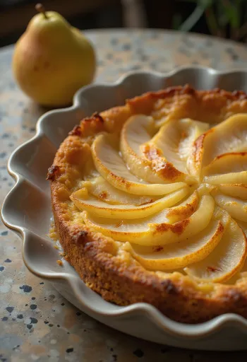 Servírovaný hruškový koláč