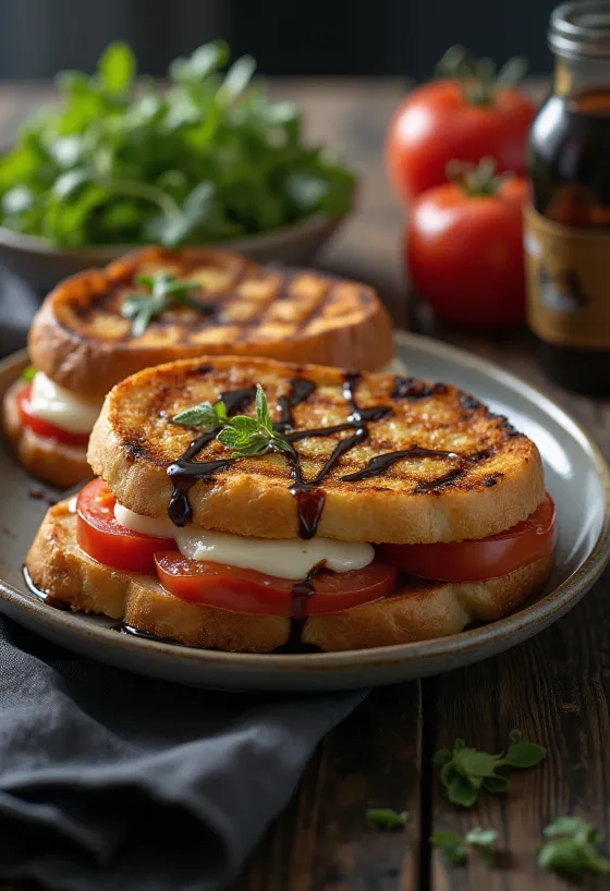 Panini s paradajkami a mozzarellou, grilované, zlatohnedý chlieb