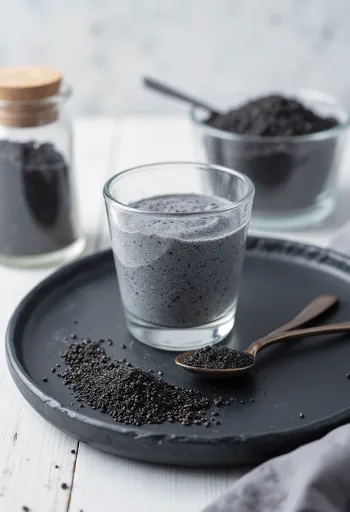 Parfé z čierneho sezamu servírované