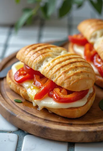 Panini s pečenou paprikou a mozzarellou, grilované