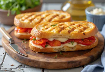 Panini s pečenou paprikou a mozzarellou, grilované